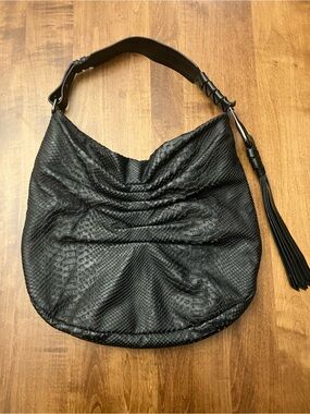 Halston Heritage black hobo bag ruched